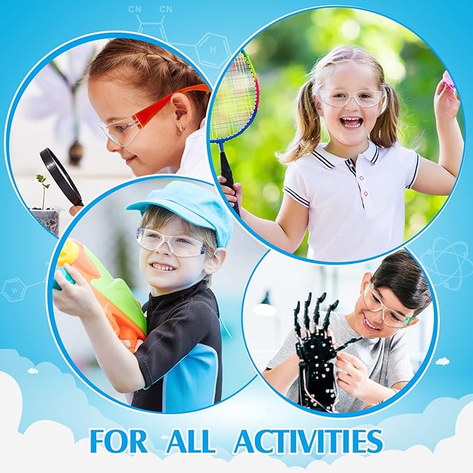Patelai 36 Pcs Kids Safety Glasses Bulk Eye Protection Goggles Scratch Resistant for Science Class, Lab, Sports, Child Youth Size