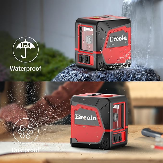 Laser Level Self-leveling Red Cross laser tool with vertical and horizontal lines,360 degree rotation self-leveling mode&IP54 waterproof for Picture Hanging Indoor & Outdoor