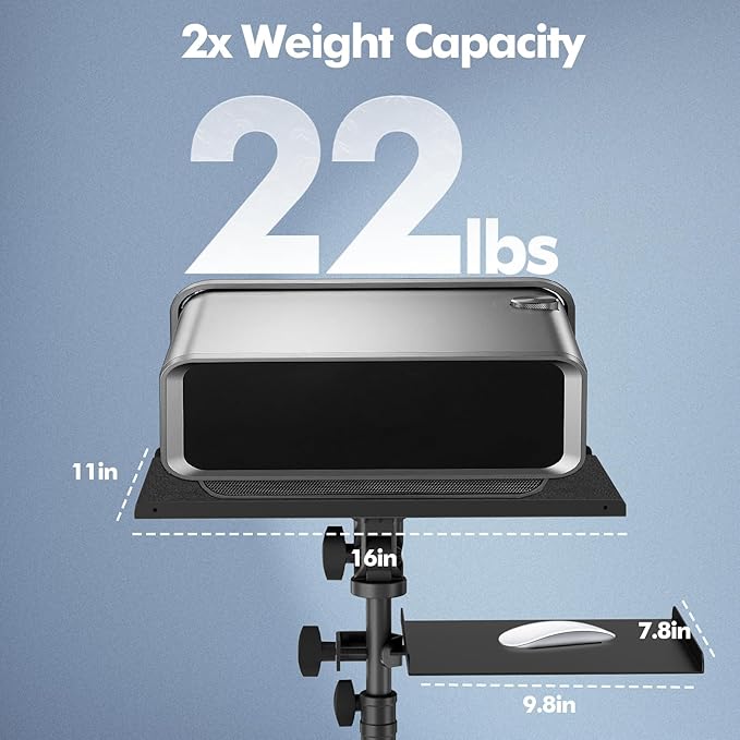 Projector Stand Tripod Laptop Tripod on Wheels with 2 Shelves, Adjustable Height 26 to 49 Inch Portable Podium Stand with Gooseneck Phone Holder for Office, School, Home, DJ Racks