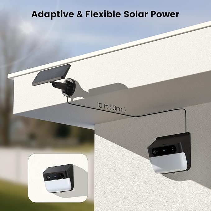 AOSU Solar Wall Light Cameras, 3K Security Cameras Wireless Outdoor, Battery Powerd Enhanced AI Detection for Fences & Parking, Easy Setup, Color Night Vision [2.4G+Bluetooth]