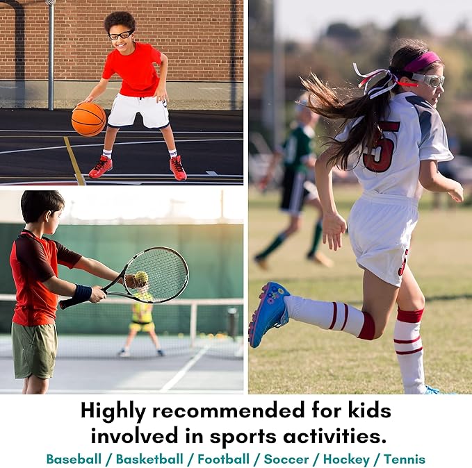 BLUE CUT Safety Basketball Goggles For Kids for Outdoor Sports Activities Anti Fog Replaceable to Prescription Lenses