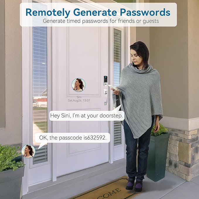 Keyless Entry Door Deadbolt with Handle Set, BEBASIA Fingerprint APP Smart Door Lock, Digital Keypad Bluetooth Deadbolt Lockset with Auto Lock Code Fob Satin Nickel