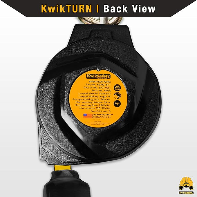 KwikSafety - 6' mini Mamba Self Retracting Lifeline [NO Tangle Web] Class 1 Retractable Safety Lanyard SRL ANSI OSHA