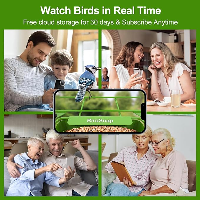 birdsnap® APS - Metal Bird Feeder with Camera Solar Panel 32GB Card, AI Identify 10000+ Birds Camera Feeder, 2K HD Live View Auto Record Bird Video, Ideal Xmas Gift for Birds Lover