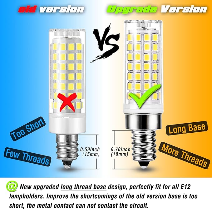 ALIDE E12 75 Watt Replacement LED Candelabra Bulbs C7,4000K Natural White,800LM T6 7.5W LED E12 Chandelier Light Bulbs for Ceiling Fan Pendant Lighting,Non-dimmable,6 Pack