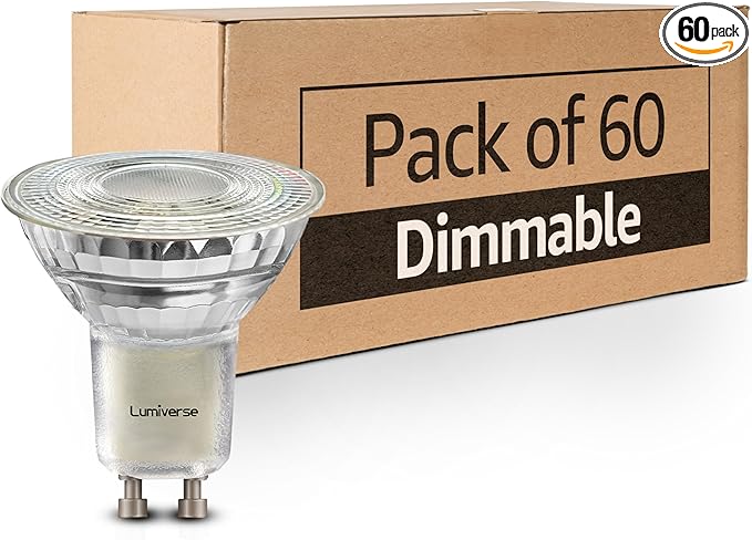 Lumiverse 60 Pack GU10 LED Bulbs, Dimmable, 2700K Soft Warm White, 5.5W 500lm [50W Equivalent], Par16 Led Bulbs for Track Lighting, 40° Beam Angle, ampoule led, UL Listed