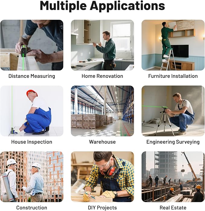 Huepar 330FT Green Laser Measuring Tool with Angle Sensor, ±1/16in (±1.5MM) Accuracy, Rechargeable Digital Laser Room Measuring Device, Laser Distance Measurement, Gifts for Men, Fathers Day Birthday