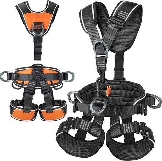 TRSMIMA Safety Harness Fall Protection - Roofing Full Body Climbing Harness Men Tree Work Rock Climbing Chest Ascender Detachable Design