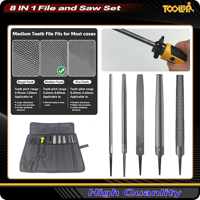 File Set, File & Saw Set. metal file,metal files tools for steel,Professional Steel File Triangle/Flat/Half-Round/Round Files for MetalWoodPlastic,Woodworking, Blade Quick Change Mechanism