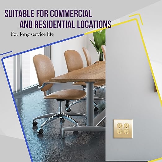 ENERLITES Elite Series Duplex Receptacle, Residential Grade Wall Outlet, Duplex Electrical Outlet, Self-Grounding, 3-Wire, 2-Pole, 15A 125V, UL Listed, 61580-GD-10PCS, Gold, 10 Pack