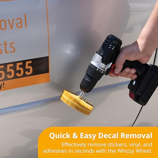 4 Inch Decal Remover Eraser Wheel - Easily Remove Car Stickers, Adhesive, Glass, Metal, Emblem, Vinyl and Pinstripes - Rubber Wheel with Drill Adapter for Quick and No Scratch Application