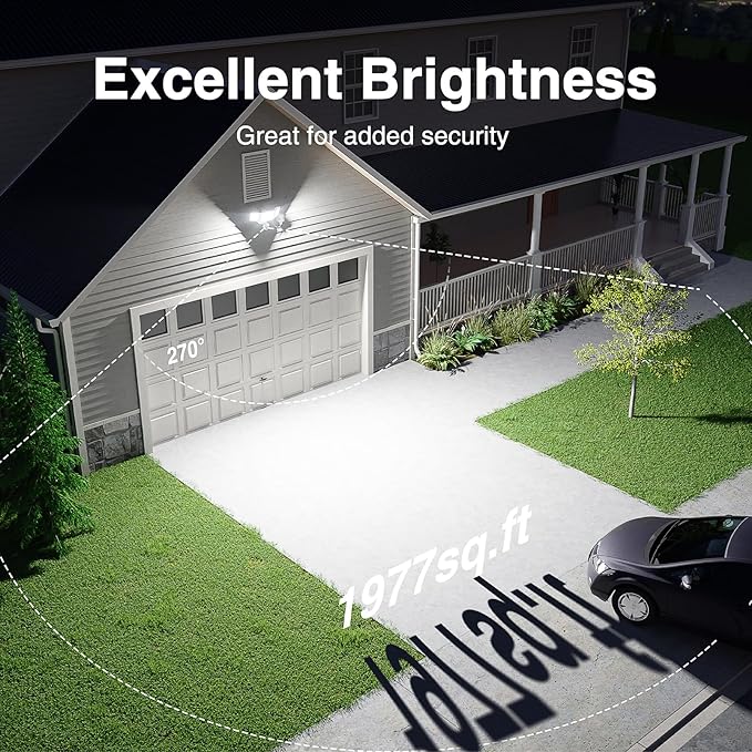 Onforu 100W LED Motion Sensor Outdoor Lights Plug in, Dusk to Dawn Flood Security Lighting Outside, Motion-Activated Detector Exterior Photocell Light Fixture, 9000LM 6500K IP65 Waterproof (White)