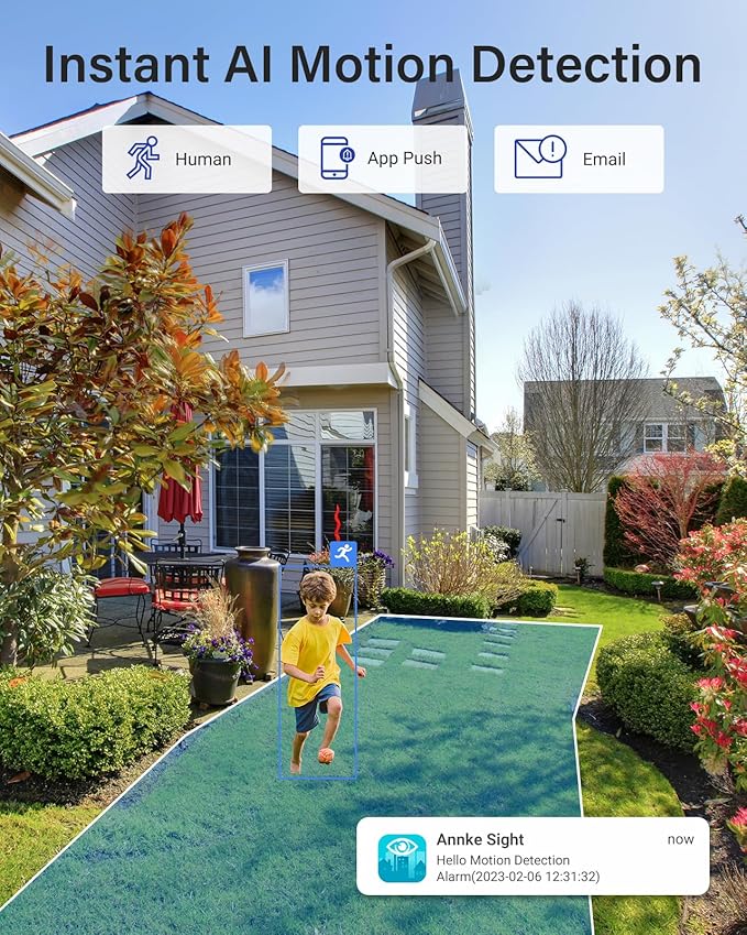 ANNKE Outdoor Wireless Camera, 360° Pan & Tilt, 5MP Camera for Home Security, Auto Tracking, 2 Way Audio, Human Detection, 8X Optical Zoom, PIR Detection, Night Vision, up to 128G, Alexa, IP66