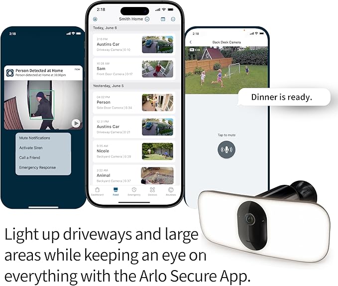 Arlo Pro 3 LED Floodlight Security Camera 2K HDR 2000-3000 Lumens | Wire-Free | Protect Driveways & Alleyways | Connects to Wi-Fi | Color Night Vision, Motion Sensor, 2-Way Audio, Rechargeable (Black)