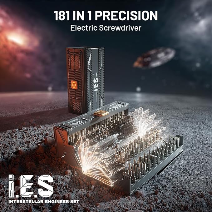 EZARC Electric Screwdriver Set, 181 in 1 Cordless Screwdriver, 3 Torque Settings with 160 Magnetic Precision Bits, Power Screwdriver Repair Tool Kit for Phone Laptop Camera Watch Computer