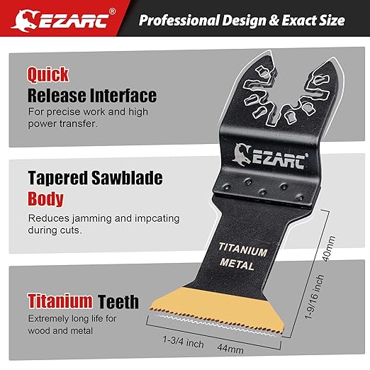 EZARC Oscillating Multitool Blades Titanium - 6PCS Oscillating Tool Saw Blades for Metal Wood Nails Screws Cutting - Universal Quick Release Multi Tool Blades Kits