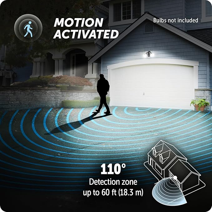 GLOBE 110-Degree 240 W Twin Head Bronze Hardwired Motion Sensor Security Flood Light, Spotlight, Outdoor, Outside House Lights