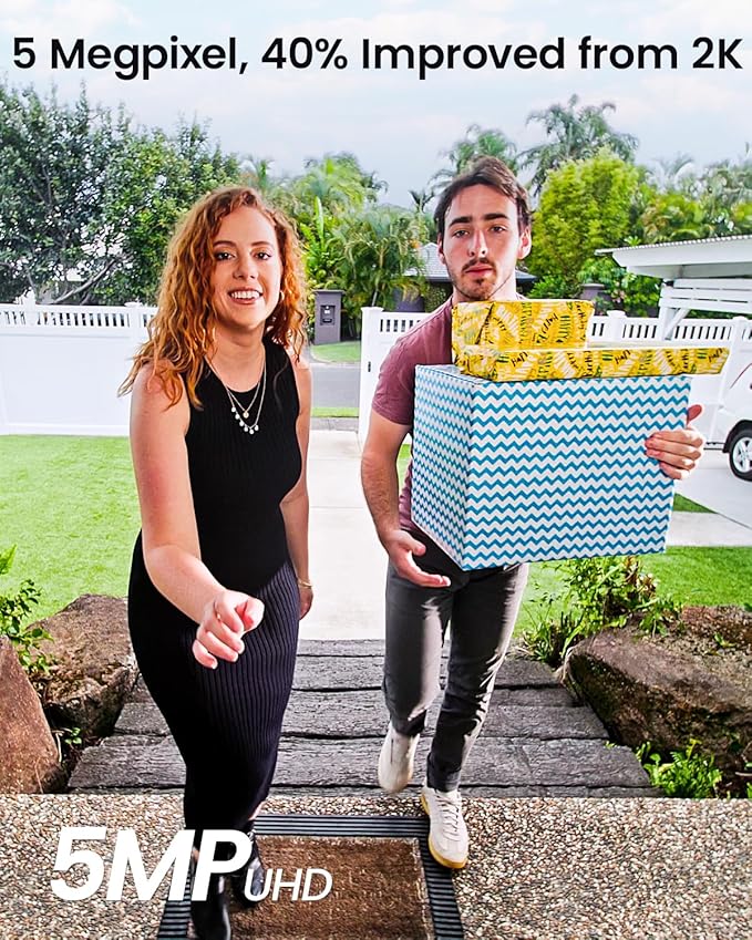 AOSU Doorbell Camera Wireless, 5MP Ultra HD, Support Local Storage, 2.4/5 GHz WiFi Video Doorbell with Homebase, Battery/Wired Powered, Work with Alexa & Google Assistant