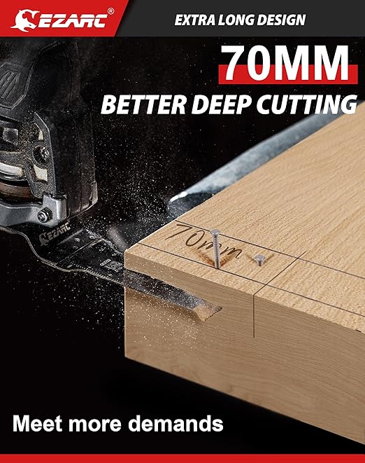 EZARC Titanium Oscillating Saw Blades, Extra-Long Oscillating Multitool Blades for Metal, Wood Nails, Screws Cutting, Plastic, 10 Pack