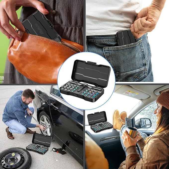 24 in 1 Magnetic Screwdriver Set, DIY Ratchet Screwdriver Set, Multifunctional Toolbox with Detachable Ratchet Handle, Portable Precision Repair Tool Kit for Furniture Computer Bicycle (Black)