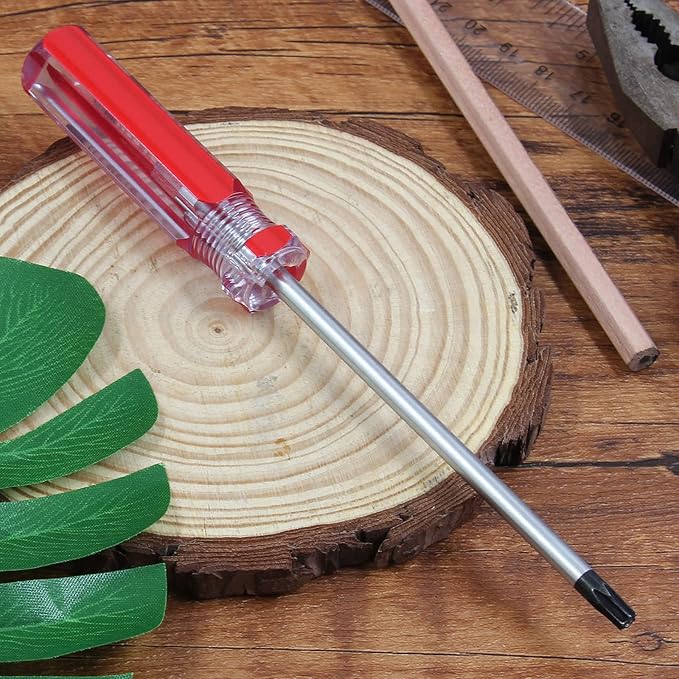 T25 Torx Security Screwdriver with Magnetic Tip Plastic Grip, Torx Screwdriver for Computer Repairing, Home Appliances(Red, 178mm/ 7")