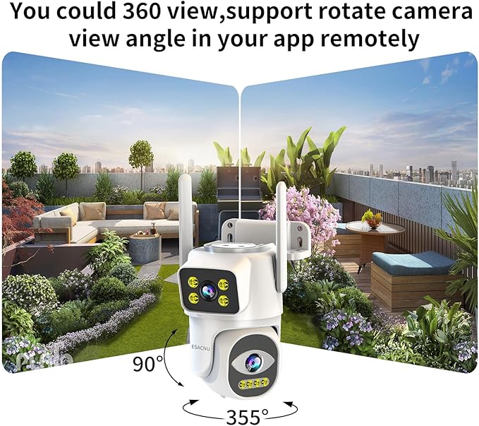 Dual Lens Cameras for Home Security,2.4G/5G PTZ Outdoor Plug-in Camera,Motion Tracking,Night Vision,24/7 Continous Recording,Work with NVR/DVR Surveillance System,Weather Proof,SD/Cloud Storage