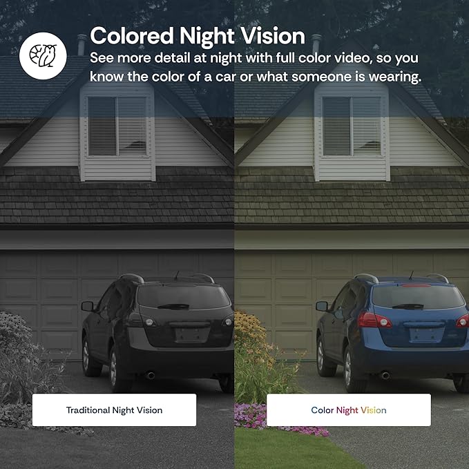 Luna Indoor/Outdoor Camera, Wired IP65 2K Wi-Fi Cameras for Home Security, Color Night Vision with Spotlight and Siren, Pet/Human/Vehicle Motion Detection with Descriptive Alerts, Phone App (1, Black)
