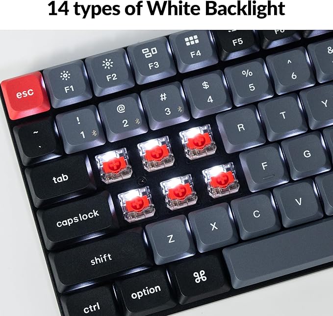 Keychron K17 Pro QMK/VIA Low-Profile Custom Wireless Mechanical Keyboard 96% Layout Programmable Knob Bluetooth/Wired White Backlight Compatible with Mac Windows Linux
