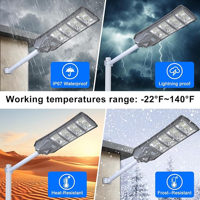 40000lm Solar Street Light Aluminium Outdoor Light, Motion Sensor Waterproof Solar Power Wall Patio Flag Lights for Garden Yard Garage with Remote (4000W)