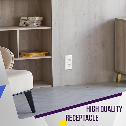 ENERLITES Duplex Receptacle Outlet, Tamper-Resistant Electrical Wall Outlets, Residential Grade, 3-Wire, Self-Grounding, 2-Pole,15A 125V, UL Listed, 61580-TR-W-10PCS, White (10 Pack)