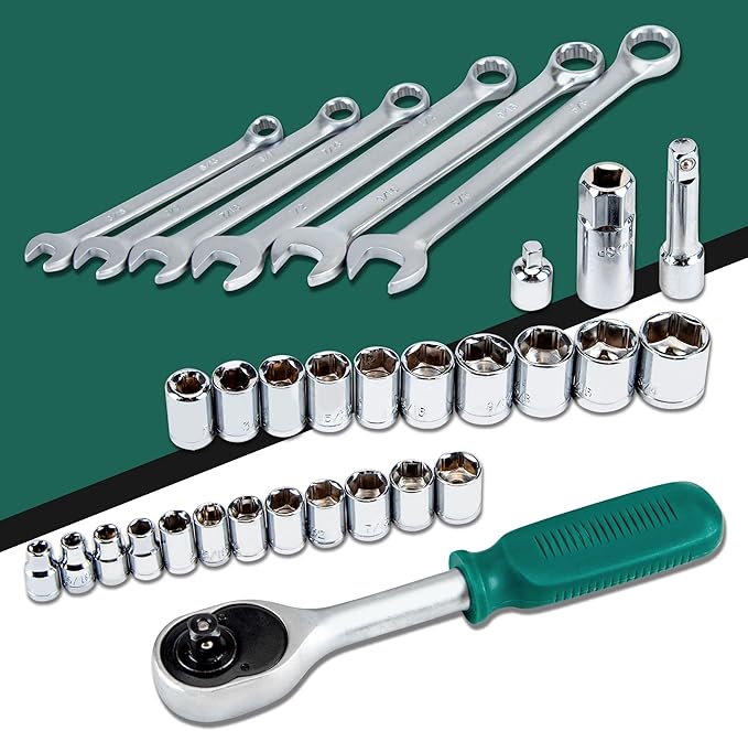 CARTMAN 238-Piece Tool Set with Socket Wrench & Auto Repair Tools Mixed General Household Hand Tool Kit, Green Plastic Toolbox Storage Case Comprehensive DIY, Home & Car Maintenance