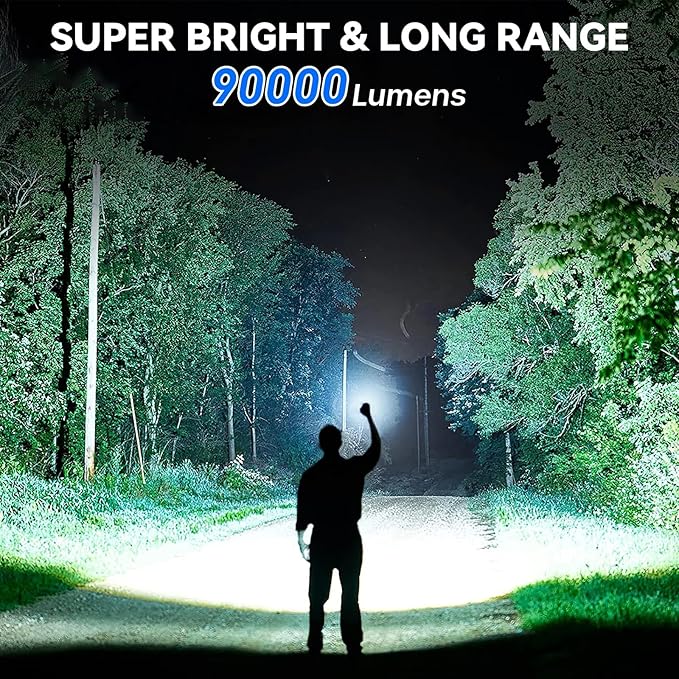 Flashlight Rechargeable 90,000 High Lumen - 2 Pack LED Flash Light with COB, 7 Modes Powerful Handheld Flashlight for Home, Camping (2)