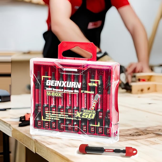 20Pieces 2inches T8 Impact Tough Magnetic Screwdriver Bit Set, #8 Torx Head Power Bits, S2 Alloy Steel Star Bits with 1pc Bit Holder and Storage M-Box