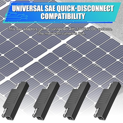 SAE Polarity Reverse Adapter - Quick Disconnect SAE Connector for Solar Panel, Battery Charger & Maintainer (4-Pack)