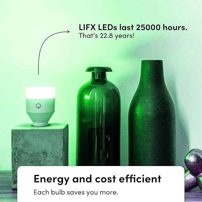 LIFX color, A19 1100 lumens, Wi-Fi Smart LED Light Bulb, Billions of colors and Whites, No bridge required, Works with Alexa, Hey Google, HomeKit and Siri multicolor (Pack of 2)
