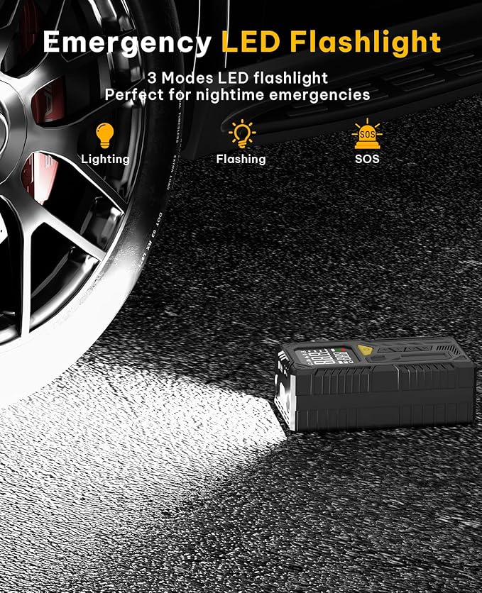 Tire Inflator Portable Air Compressor-150psi Cordless Portable Air Pump for Car Tires Faster Inflation with Tire Pressure Gauge LED Light for Bike Pump Car Bicycle Ball More