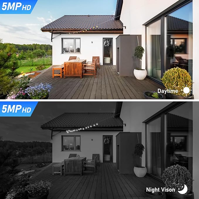 PTZ Camera Outdoor,5MP 5X Optical Zoom WiFi IP Camera with 360° Rotate and 30 Meter View Distance/Human Detection & Auto Tracking/Two Way Audio/IP66 Waterproof/Night Vision