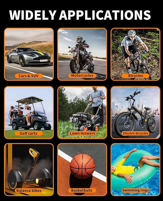 Tire Inflator Portable Air Compressor, 150PSI Portable Air Compressor with Accurate Pressure Gauge E-Bike Inflation Cordless Air Pump for Bike Pump Car Motorcycle Ball