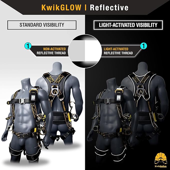 KwikSafety - TYPHOON Safety Harness [3 D-RINGS + BACK SUPPORT] Safety Harness Fall Protection Kit, 2025 ANSI Compliant