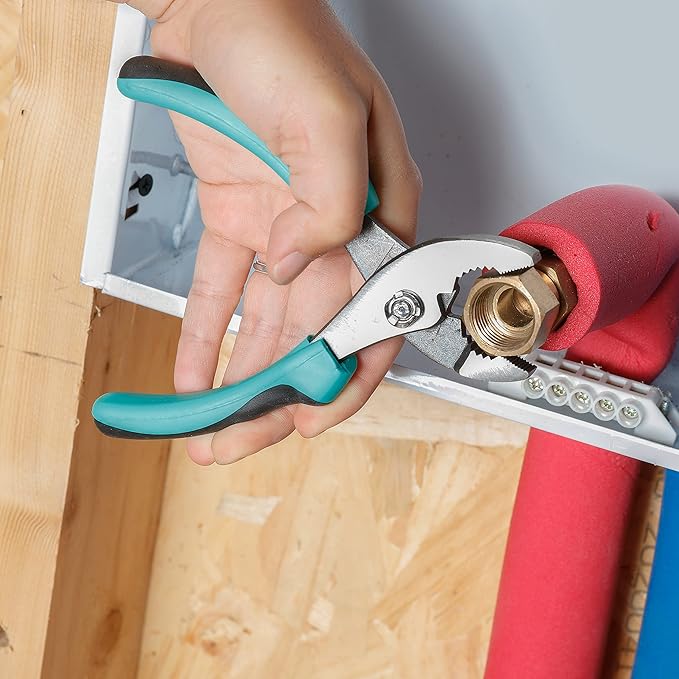 Amazon Basics Tool Set With Easy Carrying Round Pouch, 104-Piece, Turquoise, 14.4 x 11.4 x 3 inches