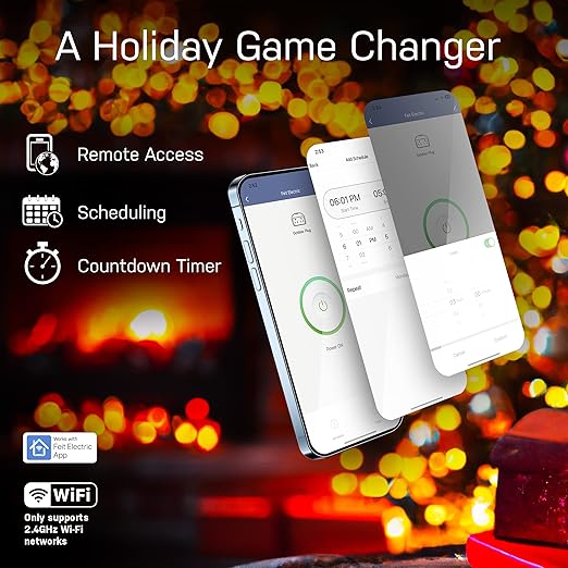 Feit Electric Indoor Smart WiFi Plug Works with Alexa and Google Home, No hub Required, 2.4 Ghz Network Only, Remote Control from Anywhere 15 Amp Smart Outlet Plug, Indoor, White with Night Light