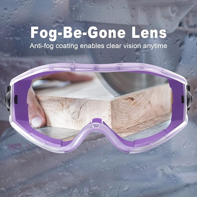 UKNOW Safety Goggles Over Glasses - Anti-Fog Clear Lens - ANSI Z87.1 Certified Eye Protection for Lab Work, Industrial Use
