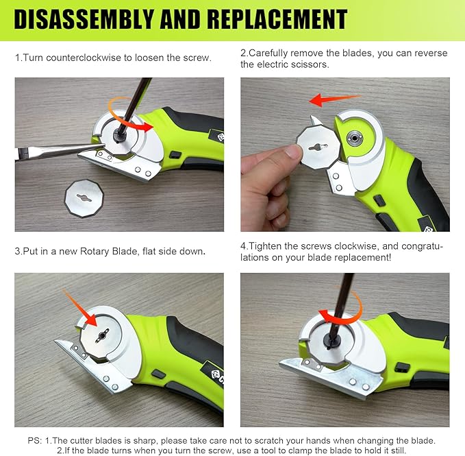 Replacement Rotary Blades for Wa2300 Cordless Electric Scissors, Compatible With Creddux Electric Box Cutter and Known Cardboard Cutter Brands (1-1/2")