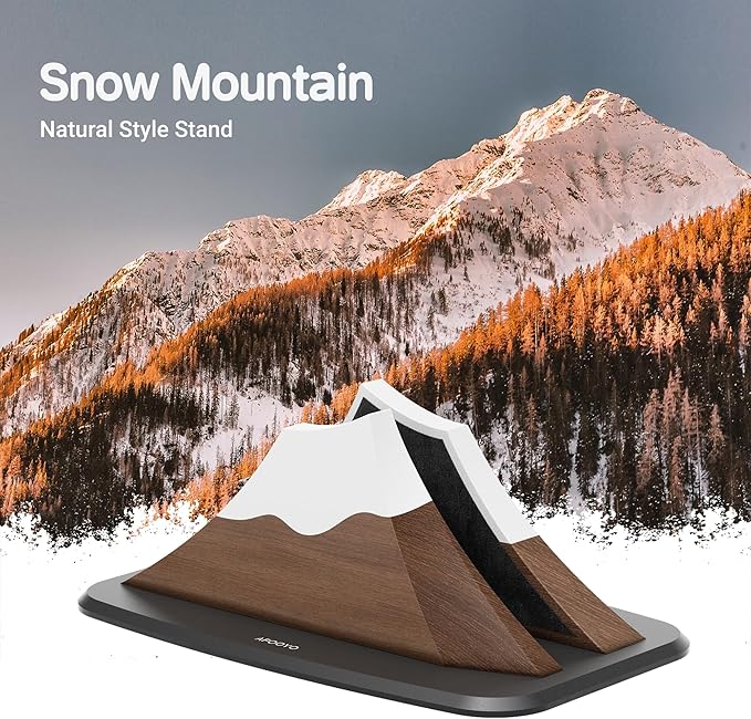 Vertical Laptop Stand - Snow Peak-Shaped Wooden Holder Dock Compatible with MacBook, Surface, Chromebook, Dell & More - Space-Saving Design for All Laptops,Walnut Finish