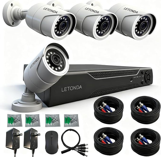 1080p Security Camera 4-in-1 CCTV Bullet Wired Cam Supports AHD/TVI/CVI/CVBS IR - Cut Filter Switch Indoor/Outdoor Analog Surveillance Video Add - on Camera, 100 - Foot Clear Night Vision (1)