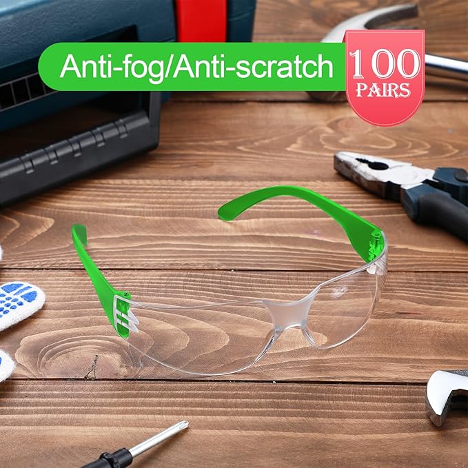 Yunsailing 100 Pack Bulk Safety Glasses Eye Protection Goggles for Women Men DIY Construction Lab