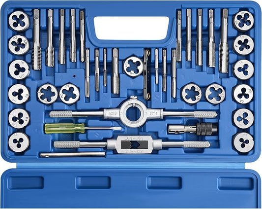 40pcs Metric Tap and Die Set, Metric Standard Rethreading Tool Kit, Coarse and Fine Threads for Cutting External and Internal Threads, Essential Repair Tool Kit with Thread Wrench