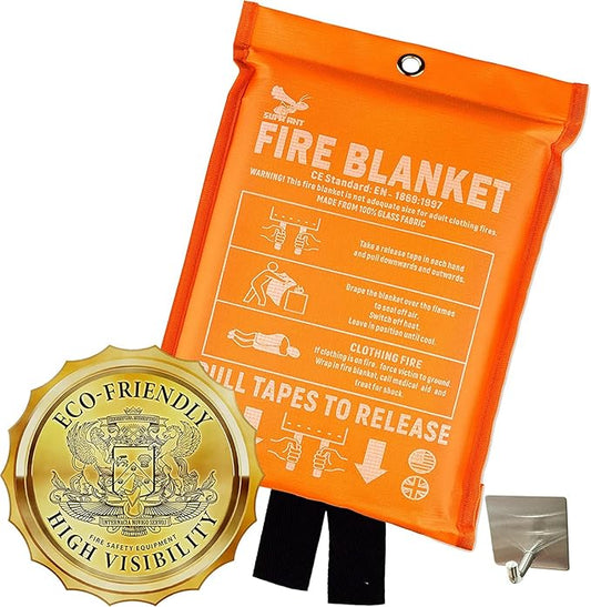 Supa Ant Emergency Fire Blanket for Home and Kitchen - 1 Pack 1500F High Visibility (Glow in The Dark) Smother Kitchen Fire Blanket - CE Certified Hero Fire Blankets Emergency for Home (59in)