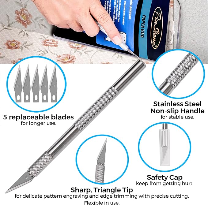 Wallpaper Smoothing Tools, 10pcs Wallpaper Kit with Silicone Flat & Corner Seam Roller, Squeegee and Wallpaper Paste Brush for Smoothing Wall paper Peel and Stick Vinyl Application