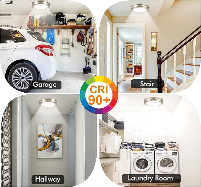 CLOUDY BAY Indoor Outdoor Motion Sensor Flush Mount Porch Ceiling Light,10 inch 5 Color 120V 20W, 5CCT Selectable,Brushed Nickel Finish,Dust Proof,Wet Location,ETL Listed